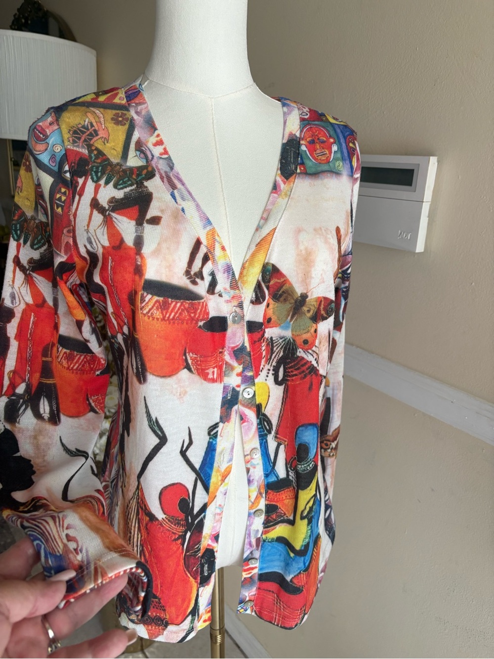 Alberto Makali Multicolor Abstract Knit Cardigan